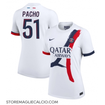 Paris Saint-Germain Willian Pacho #51 Maglia Gara Trasferta Repliche 2024-25 Donna Maniche Corte